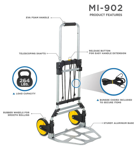 Mount-It! Folding Hand Truck and Dolly, 264 Lb Capacity