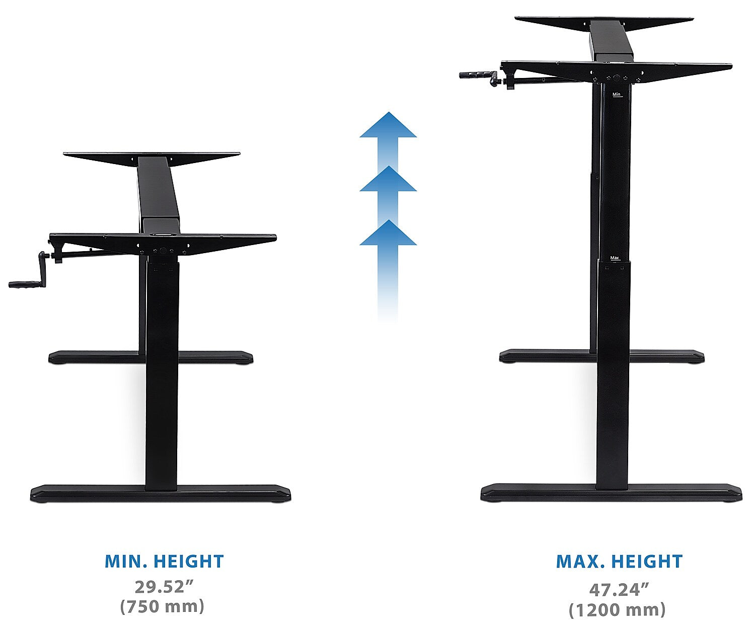 Mount-It! Manual Crank Standing Desk Frame, Black