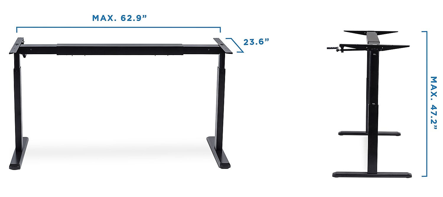 Mount-It! Manual Crank Standing Desk Frame, Black