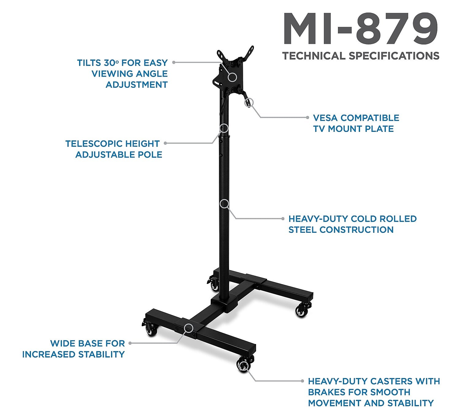 Mount-It! Metal Pedestal TV Stand, Screens up to 42