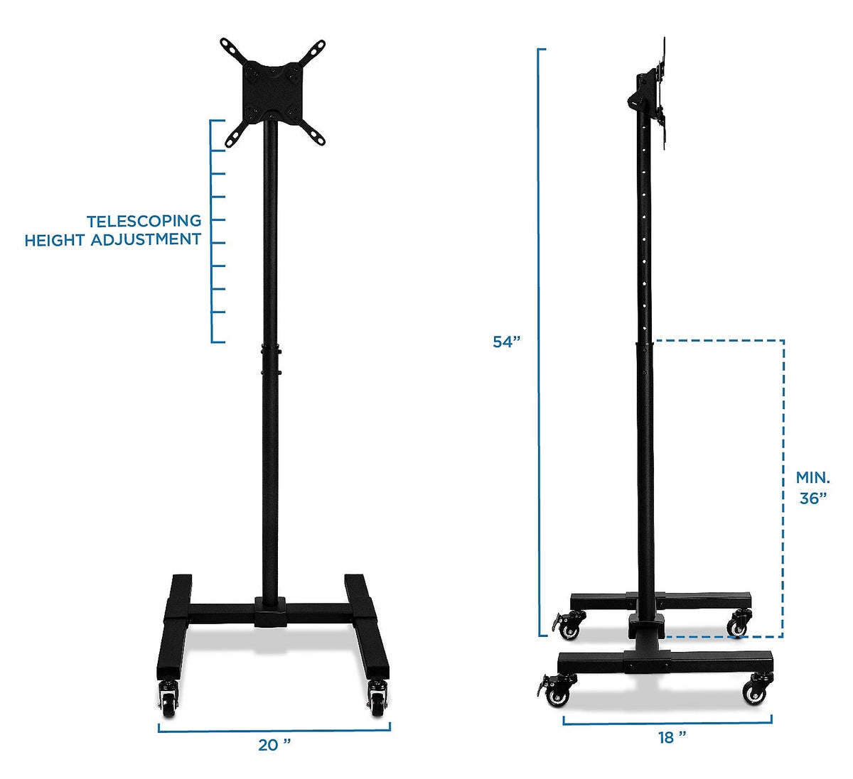 Mount-It! Metal Pedestal TV Stand, Screens up to 42", Black