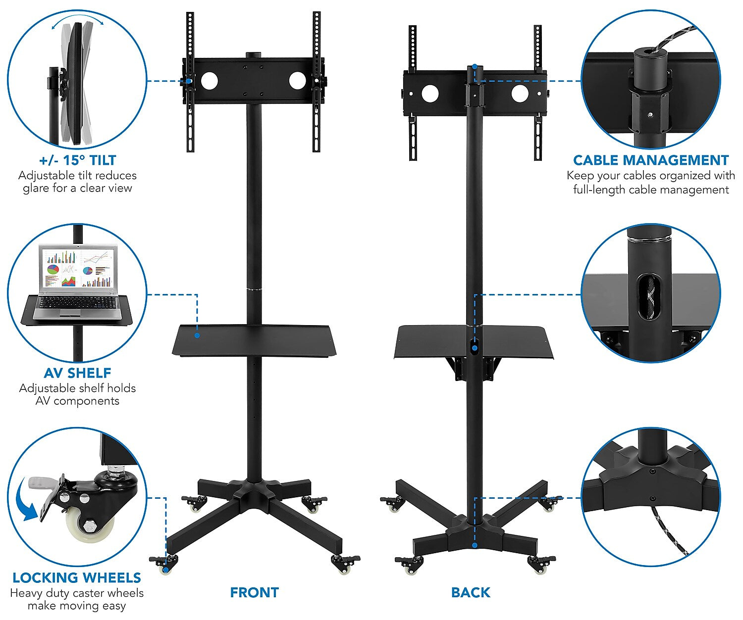 Mount-It! Metal Pedestal TV Stand, Screens up to 55