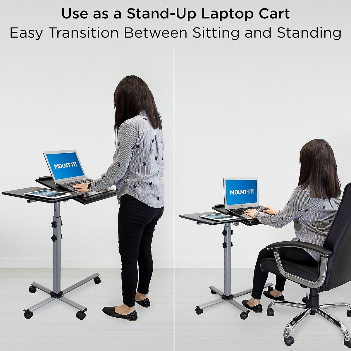 Mount-It! Rolling Adjustable Laptop Tray and Projector Cart