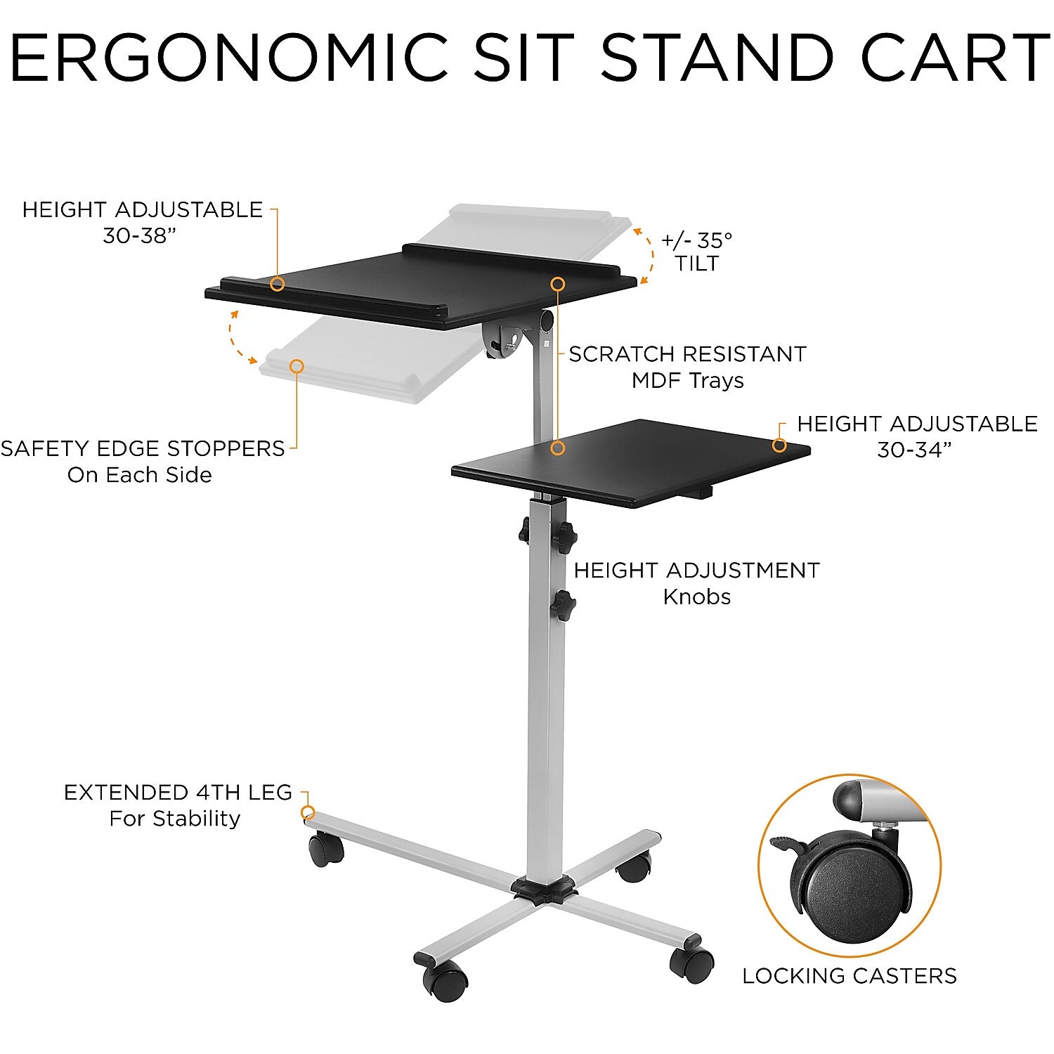 Mount-It! Rolling Adjustable Laptop Tray and Projector Cart