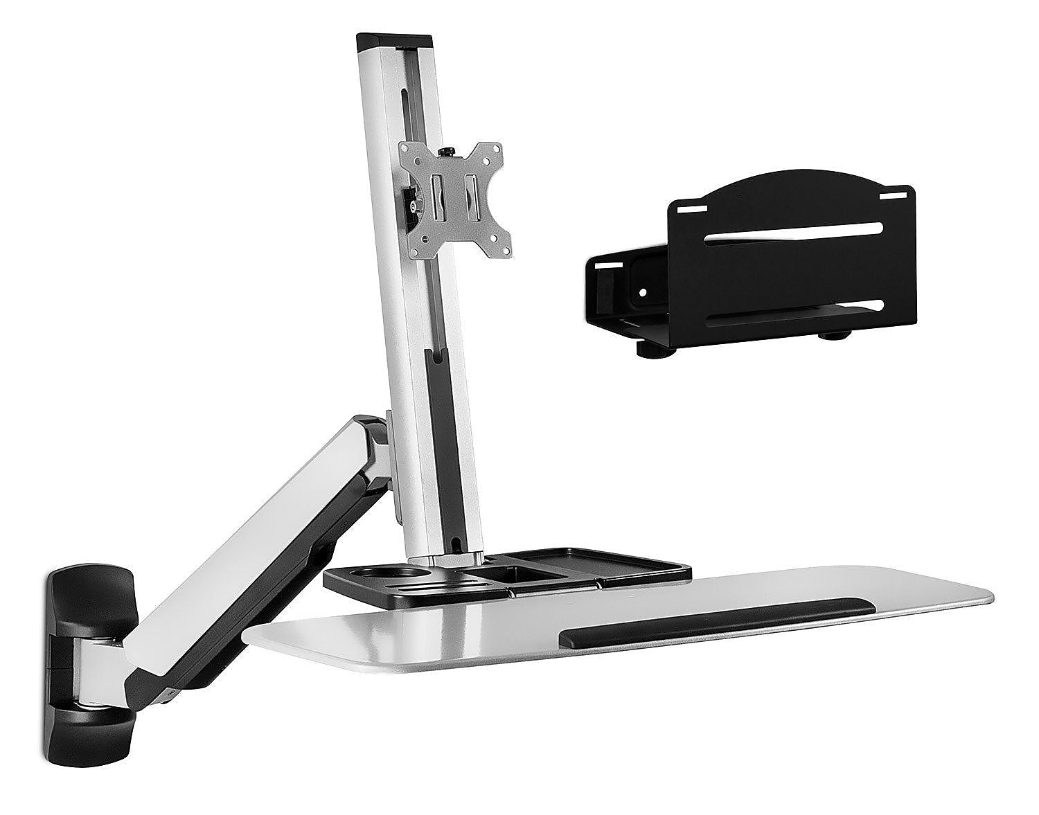 Mount-It! Sit Stand Wall Mount Workstation, Articulating Standing Desk for a Single Monitor, Floating Keyboard Tray