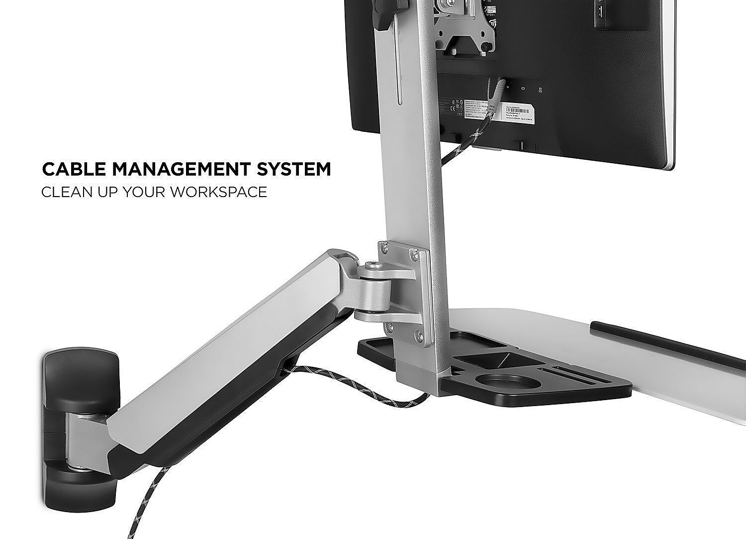 Mount-It! Sit Stand Wall Mount Workstation, Articulating Standing Desk for a Single Monitor, Floating Keyboard Tray