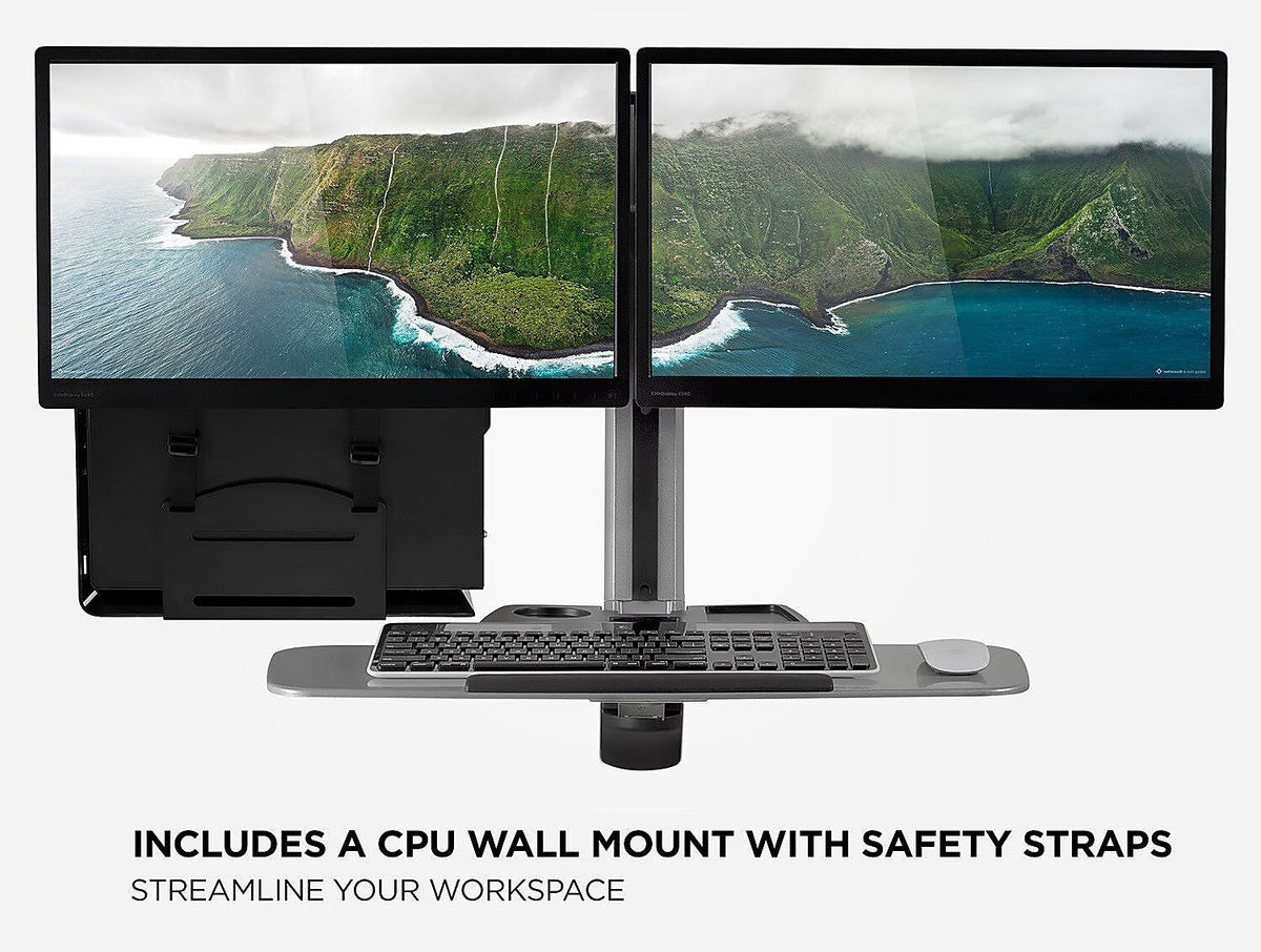 Mount-It! Sit Stand Wall Mount Workstation, Articulating Standing Desk for Dual Monitors, Floating Keyboard Tray