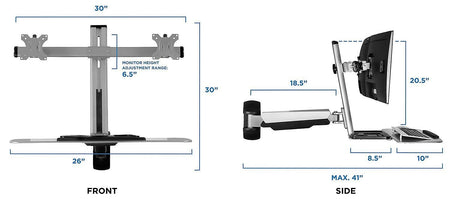 Mount-It! Sit Stand Wall Mount Workstation, Articulating Standing Desk for Dual Monitors, Floating Keyboard Tray