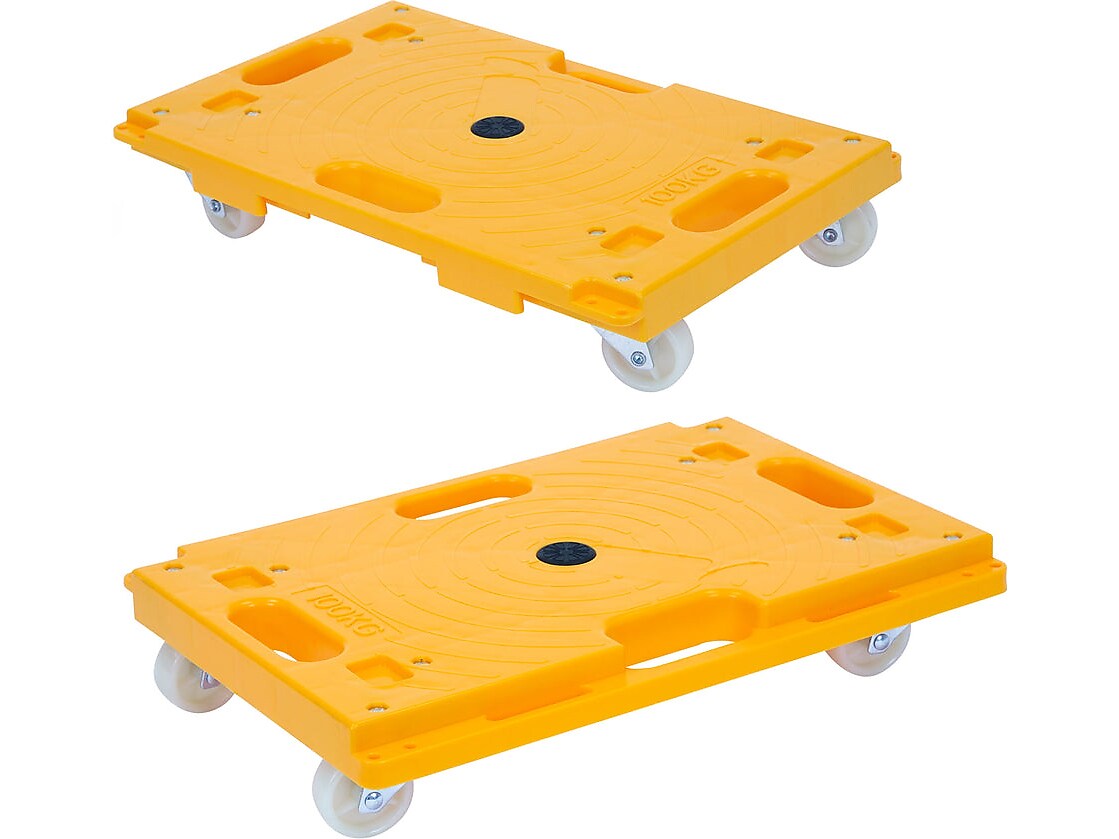 Mount-It! Small Platform Mover Dolly, 220 lb. Capacity, Yellow, 2/Pack