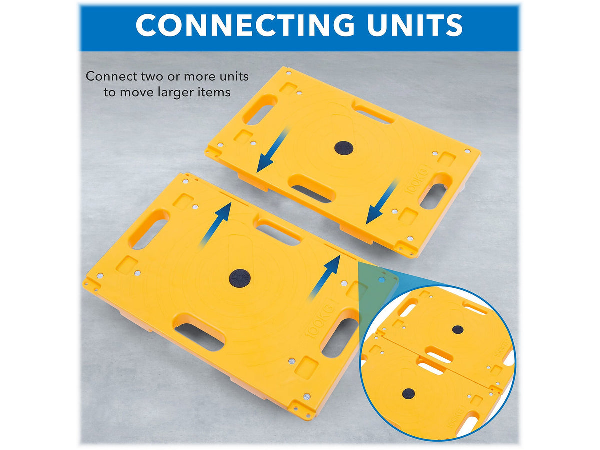 Mount-It! Small Platform Mover Dolly, 220 lb. Capacity, Yellow, 2/Pack