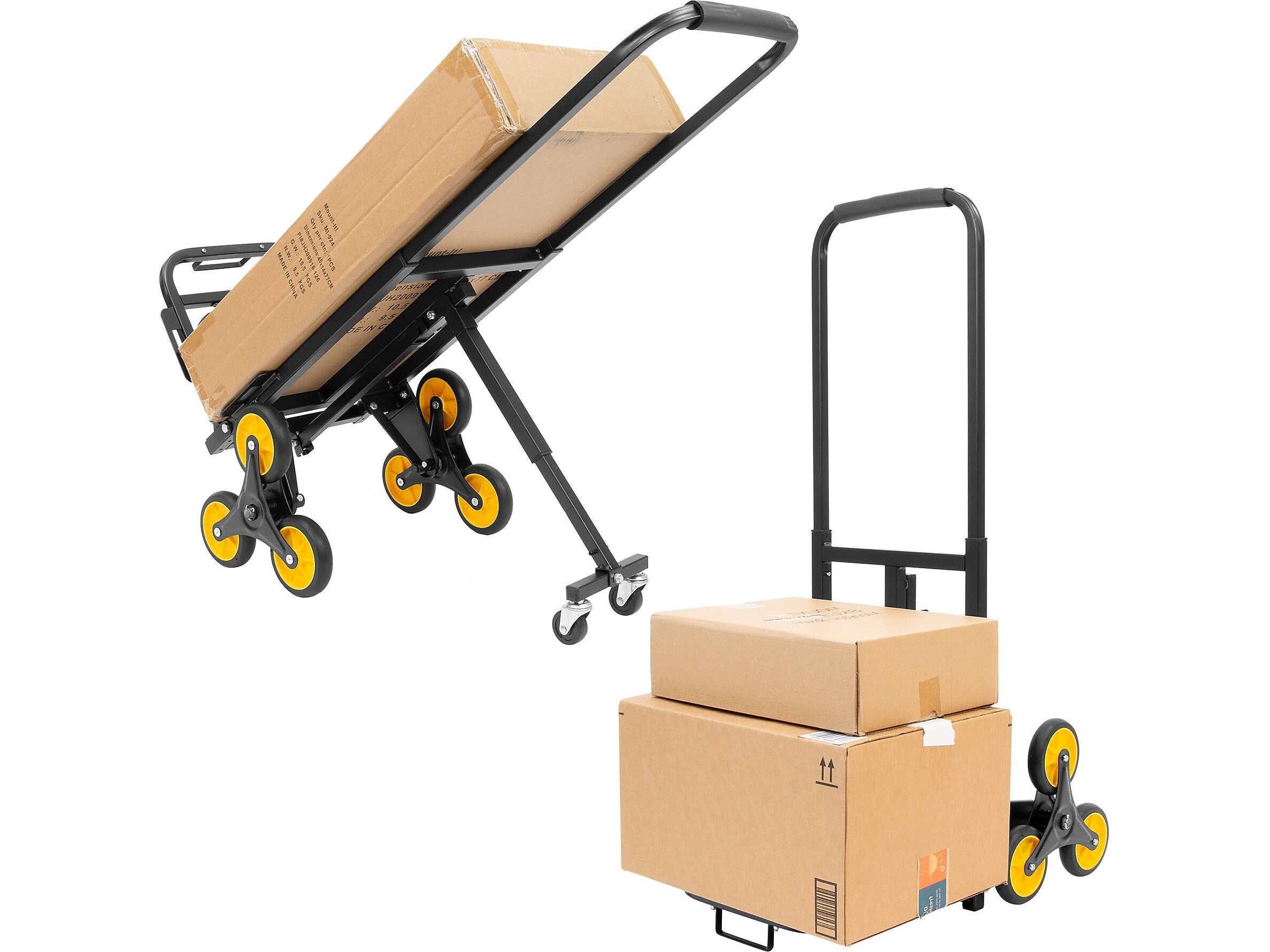 Mount-It! Stair Climber Hand Truck, 330 lb. Capacity, Black/Yellow