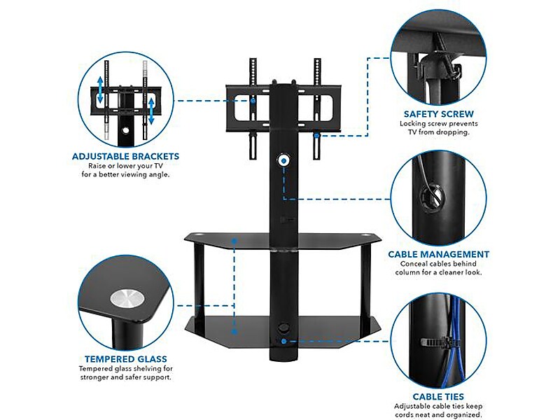 Mount-It! Steel Pedestal TV Stand, Screens up to 55", Black