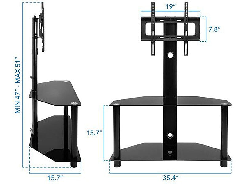 Mount-It! Steel Pedestal TV Stand, Screens up to 55", Black