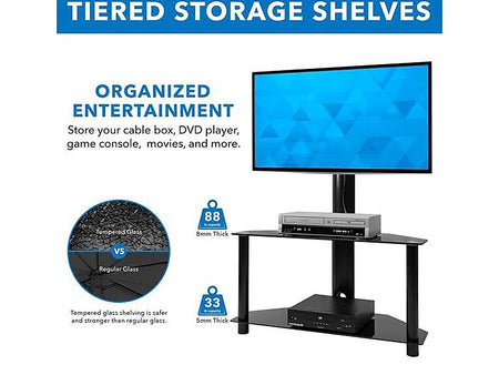 Mount-It! Steel Pedestal TV Stand, Screens up to 55", Black