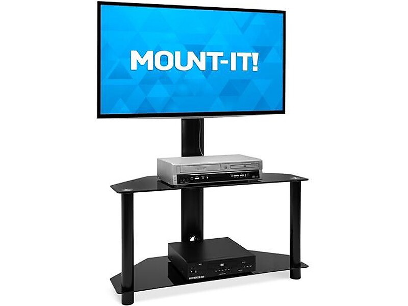 Mount-It! Steel Pedestal TV Stand, Screens up to 55", Black