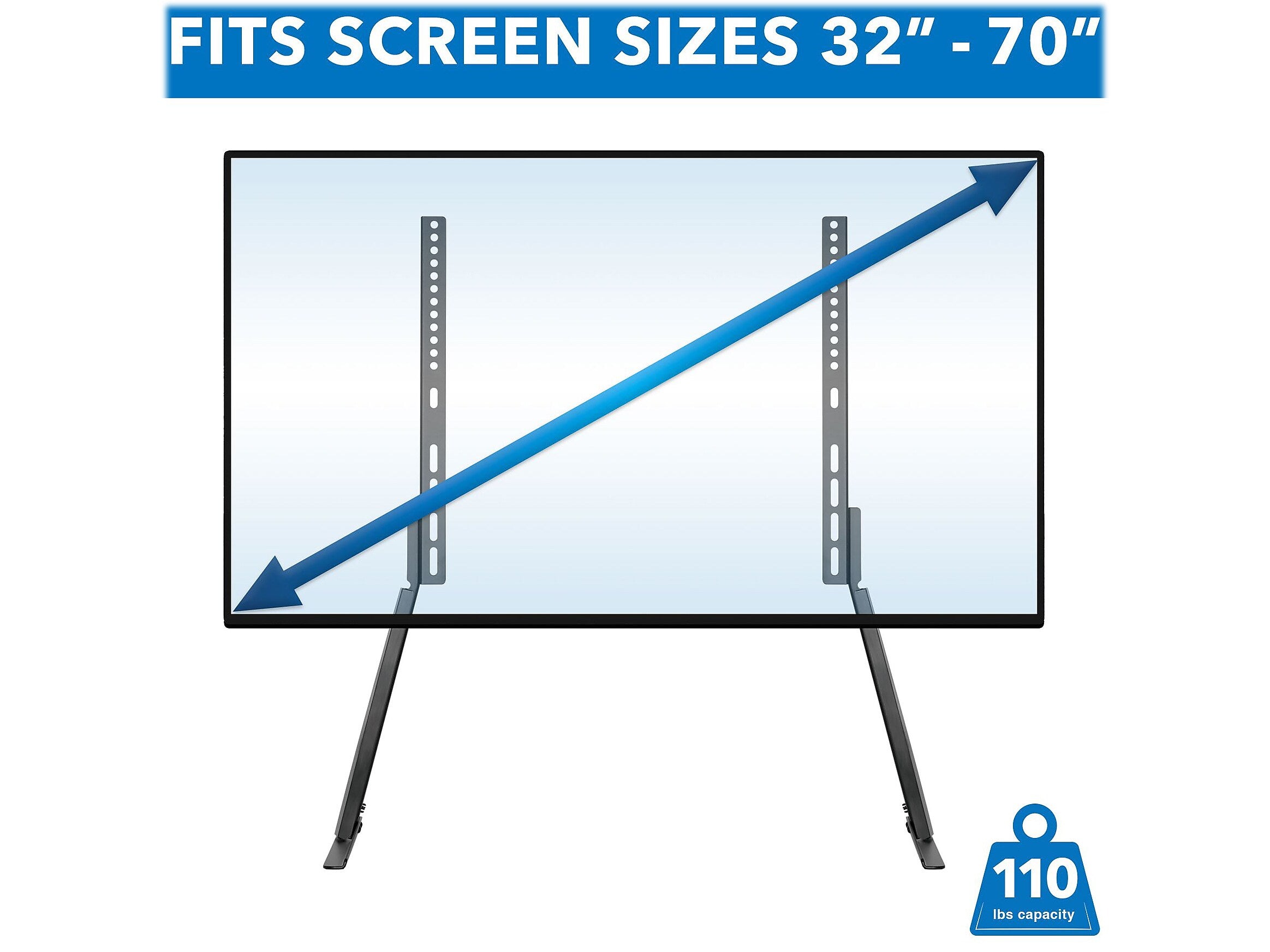 Mount-It! Steel Pedestal TV Stand, Screens up to 70", Black