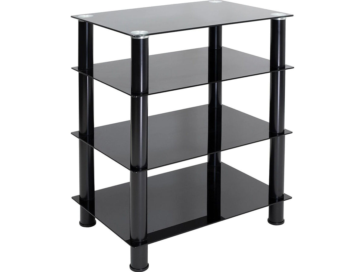 Mount-It! Tempered Glass 4-Tier Media Stand, Black