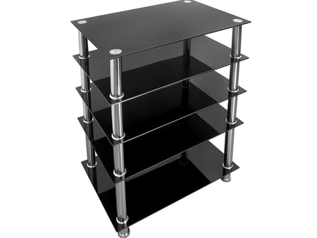 Mount-It! Tempered Glass 5-Tier Media Stand, Black/Gray