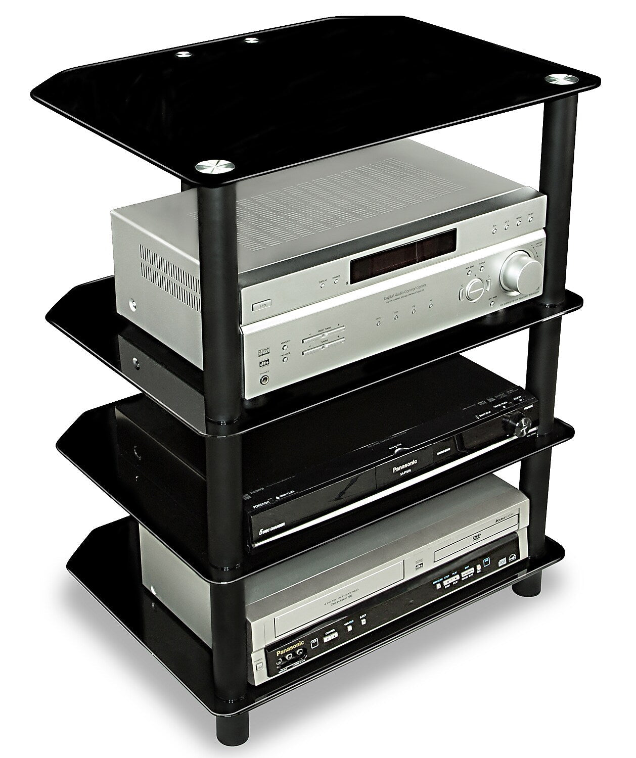 Mount-It! TV Media Stand, Glass Shelves, Audio Video Components