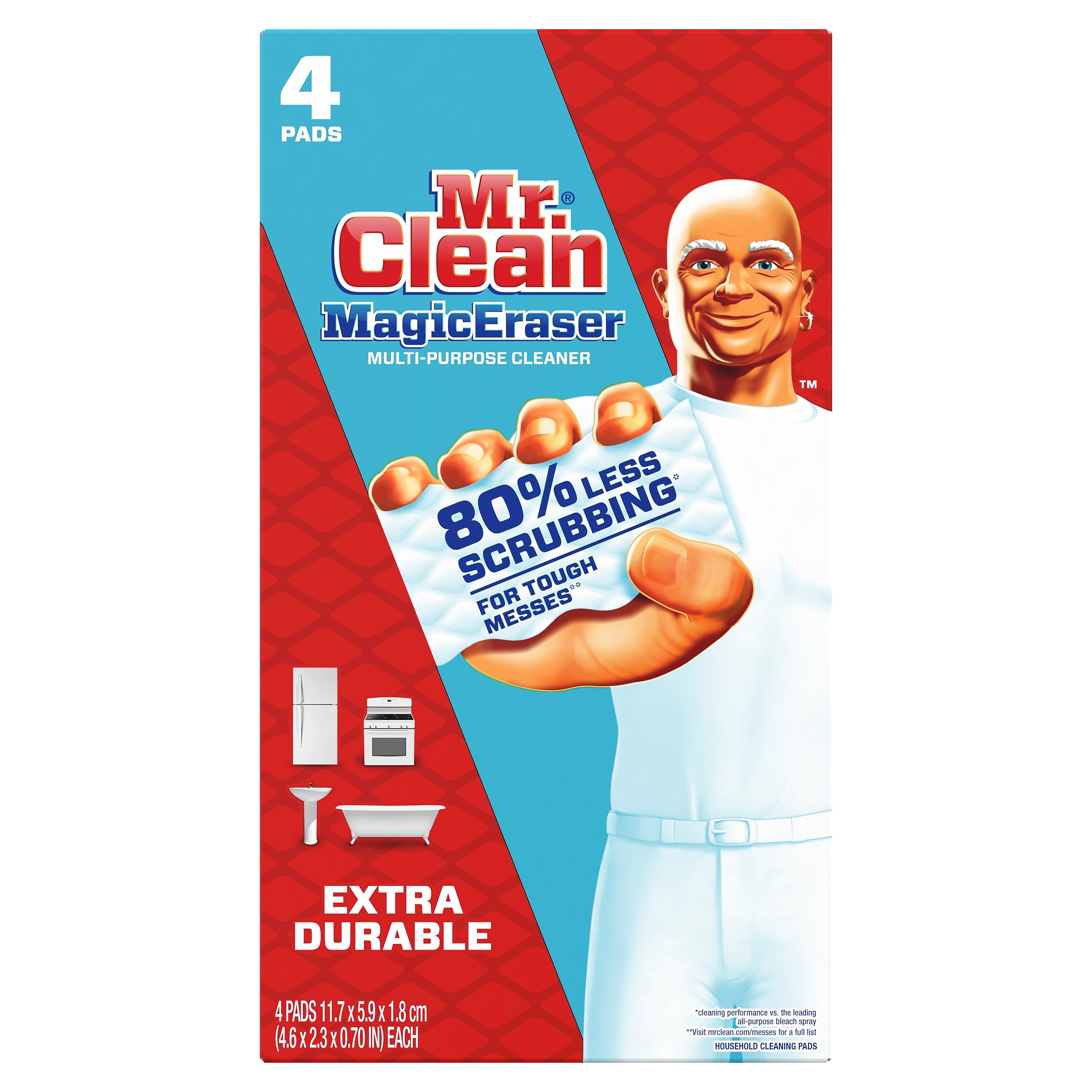 Mr. Clean Magic Eraser Extra Durable White Scouring Pad, 4/Pack