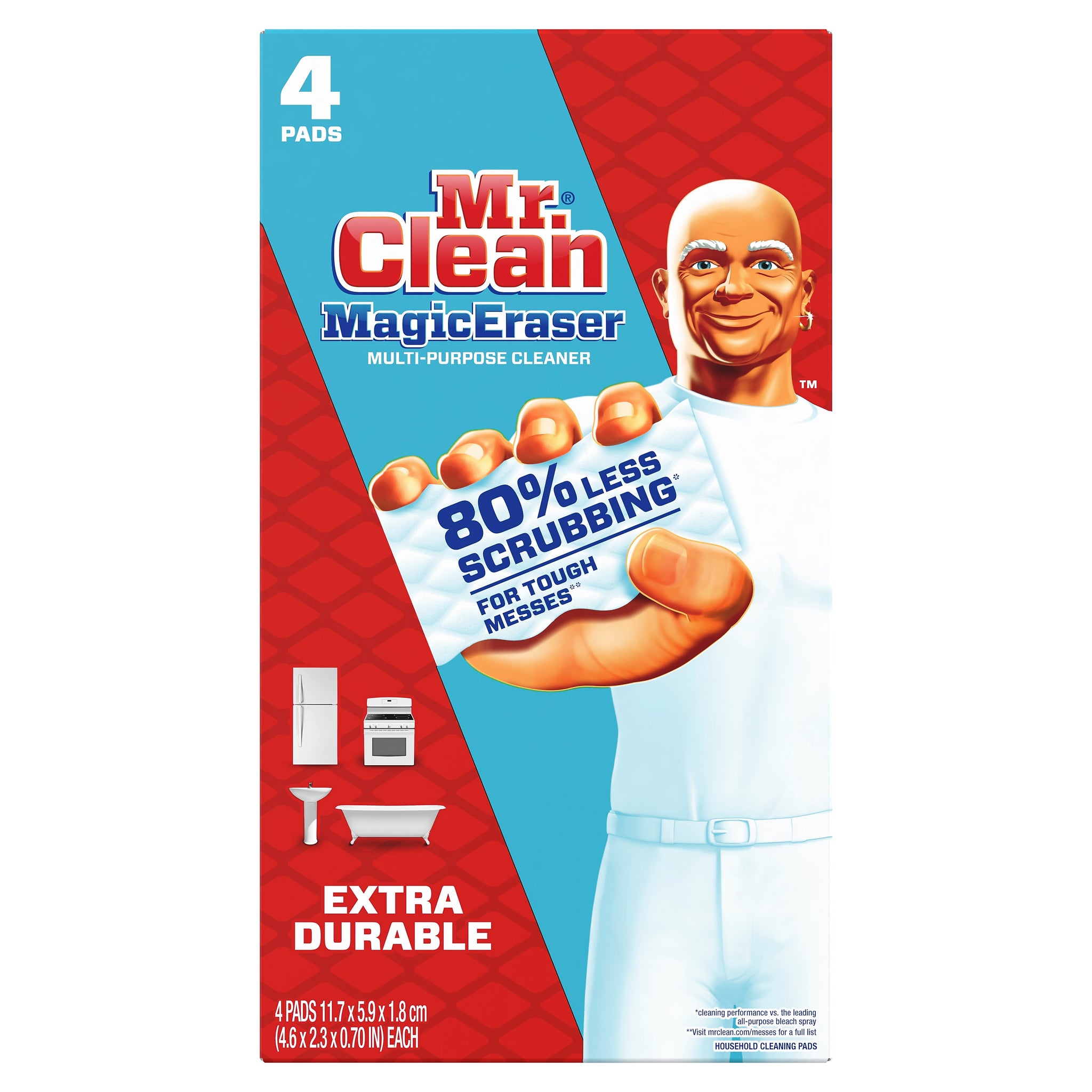 Mr. Clean Magic Eraser Extra Durable White Scouring Pad, 4/Pack