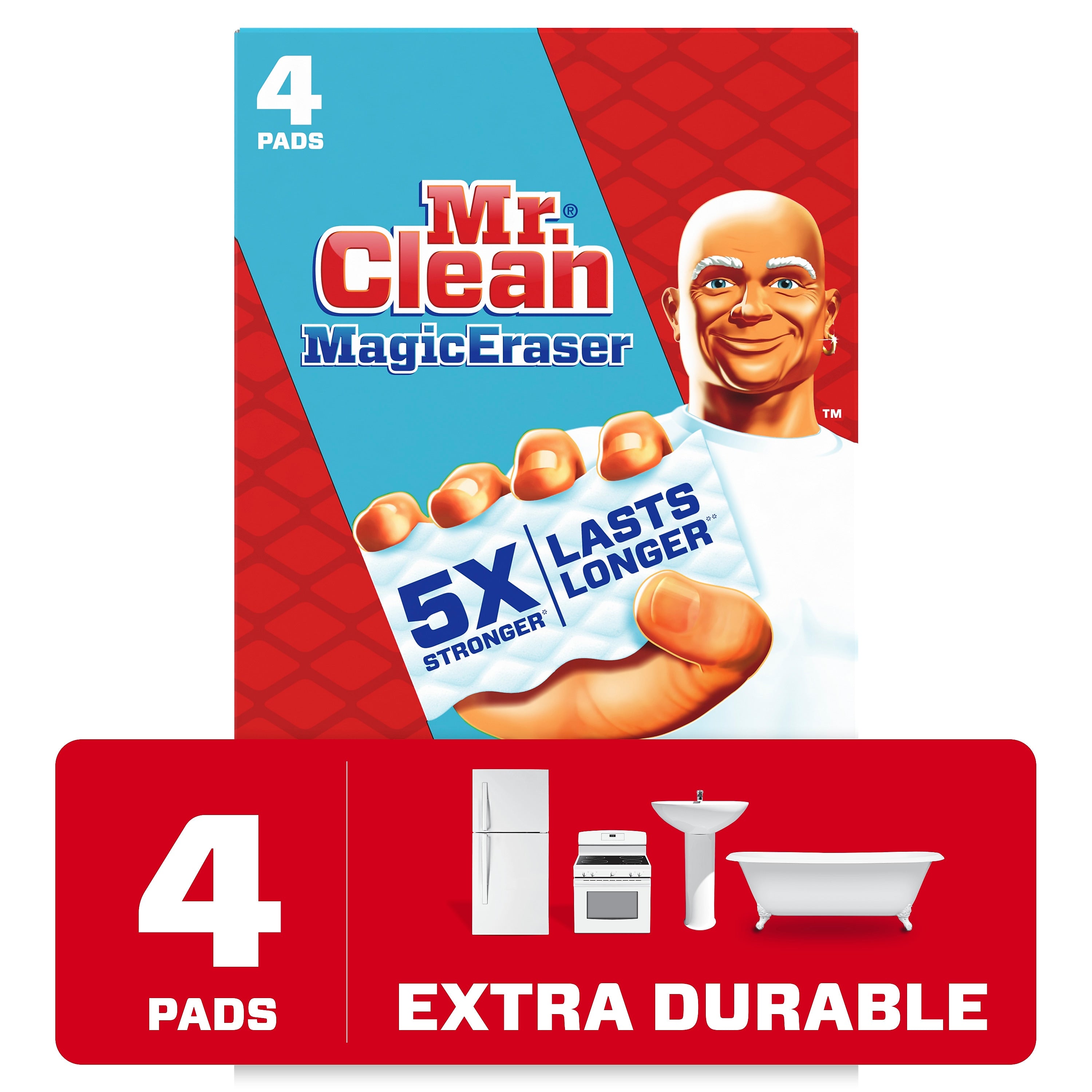 Mr. Clean Magic Eraser Extra Durable White Scouring Pad, 4/Pack