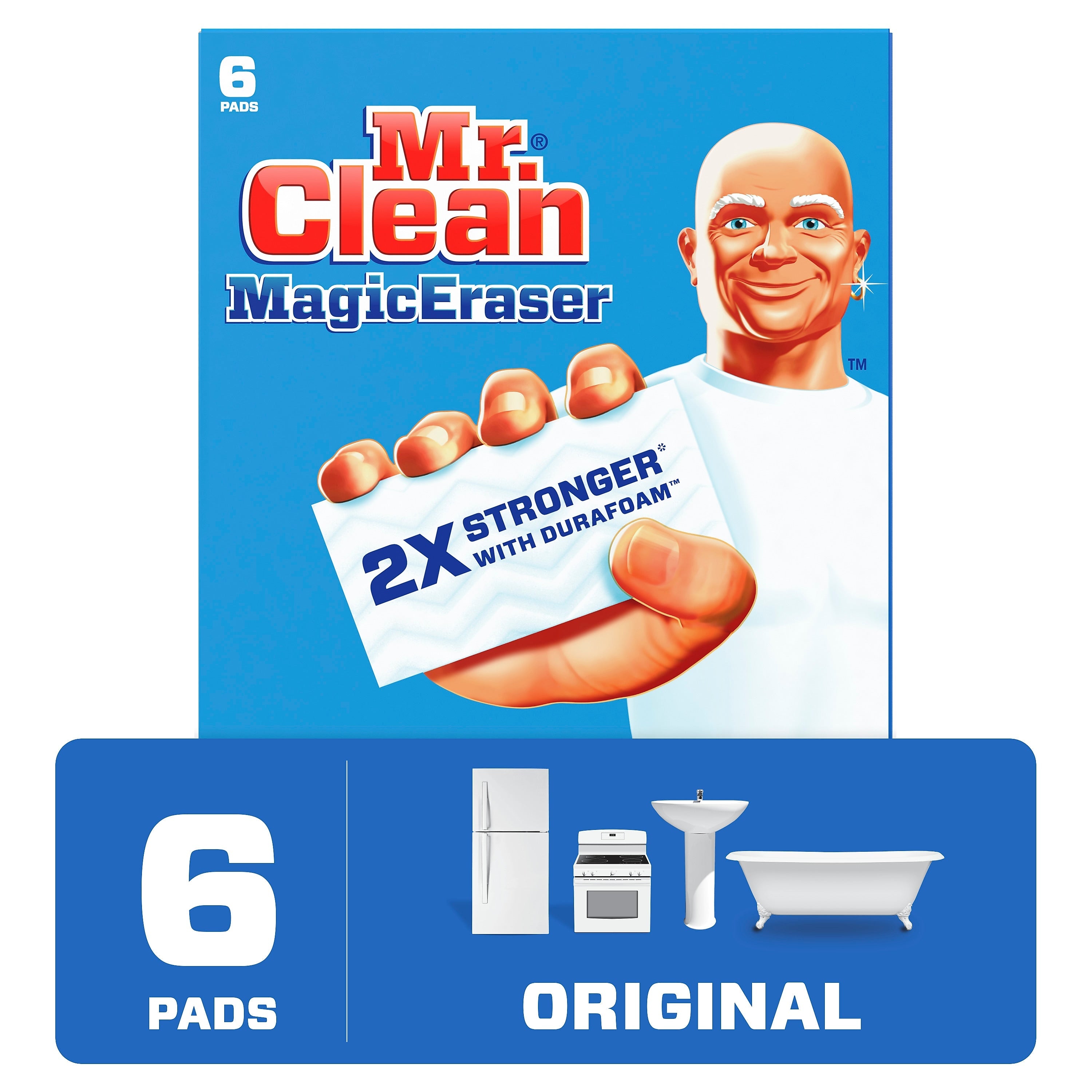 Mr. Clean Magic Eraser Original, Cleaning Pads with Durafoam, 6/Pack