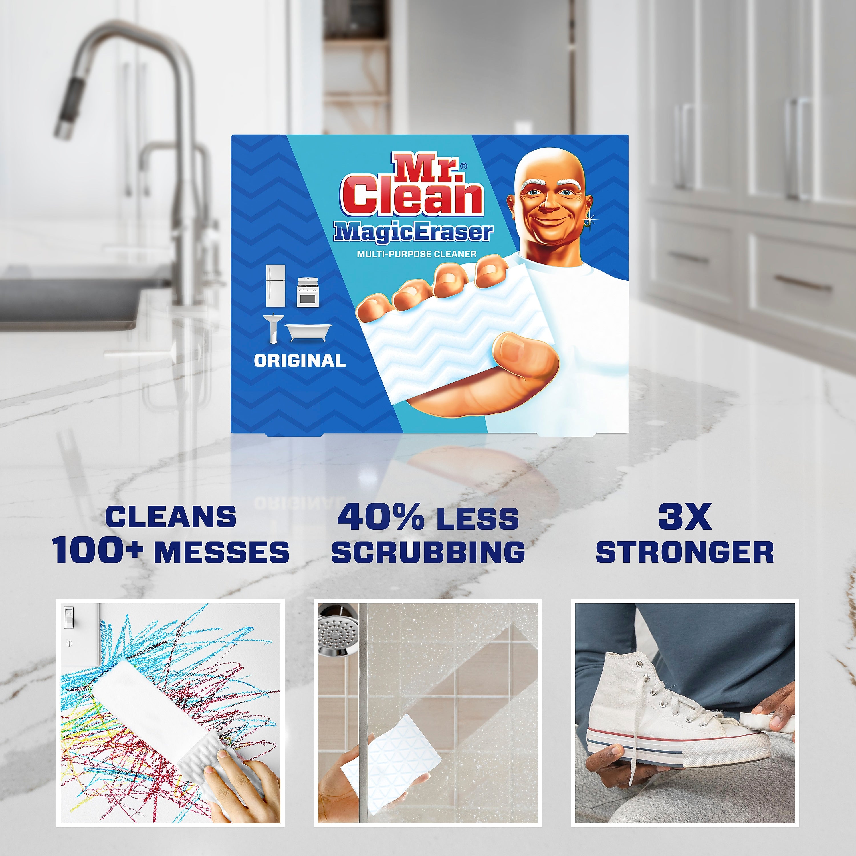 Mr. Clean Magic Eraser Original Scrubber, White, 10 Pads/Pack