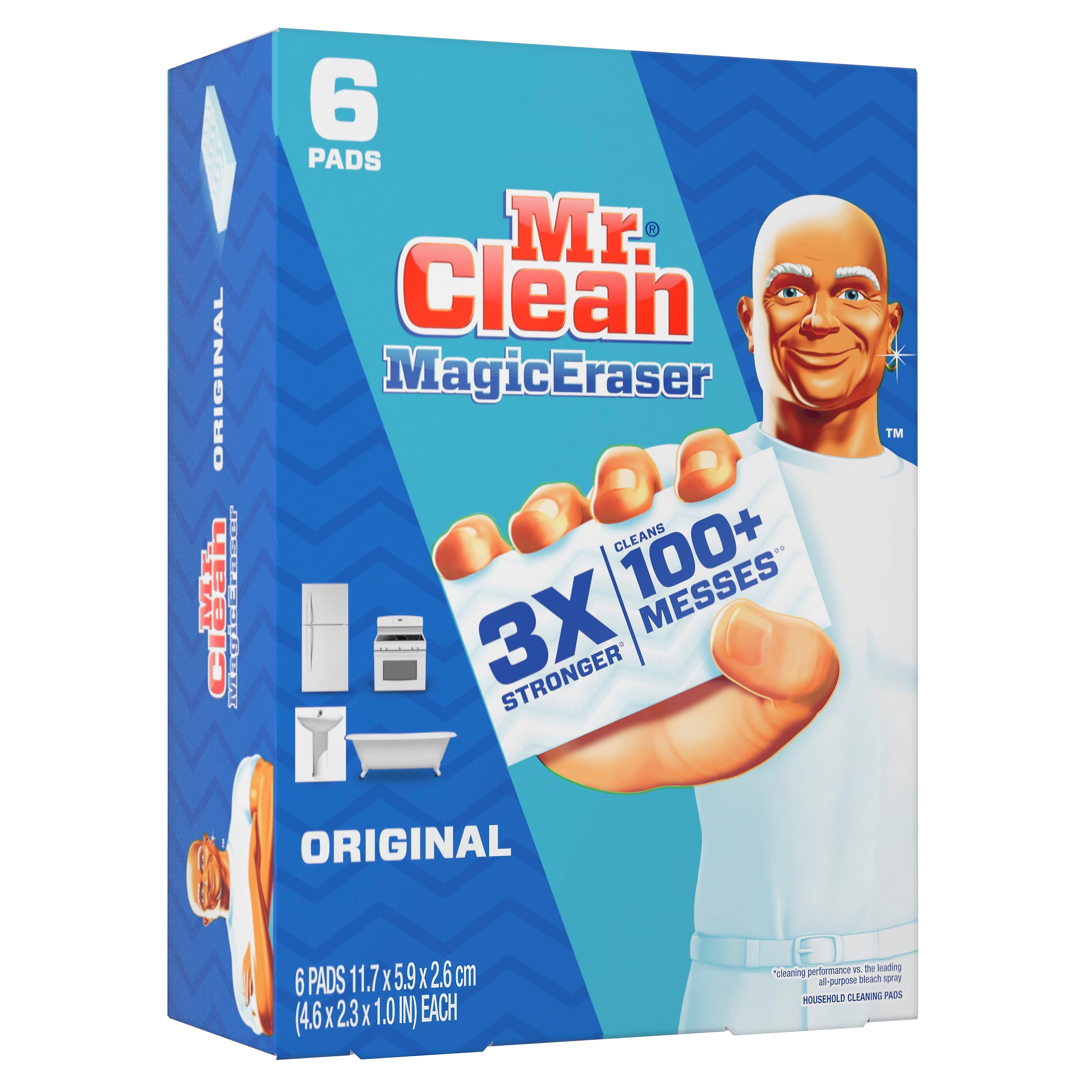 Mr. Clean Magic Eraser Original White Scouring Pad, 6 Pads/Pack, 6 Packs/Carton