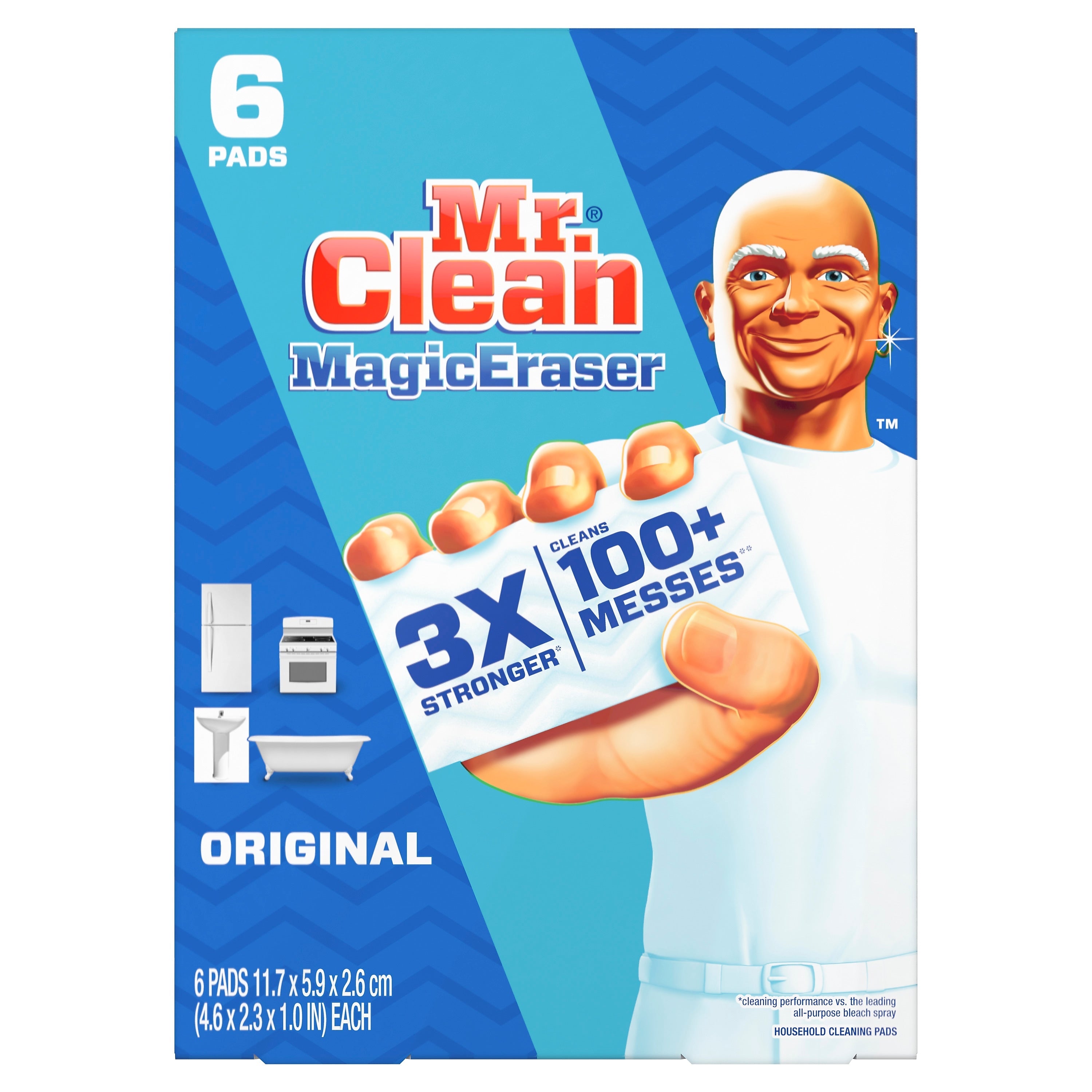 Mr. Clean Magic Eraser Original White Scouring Pad, 6 Pads/Pack, 6 Packs/Carton