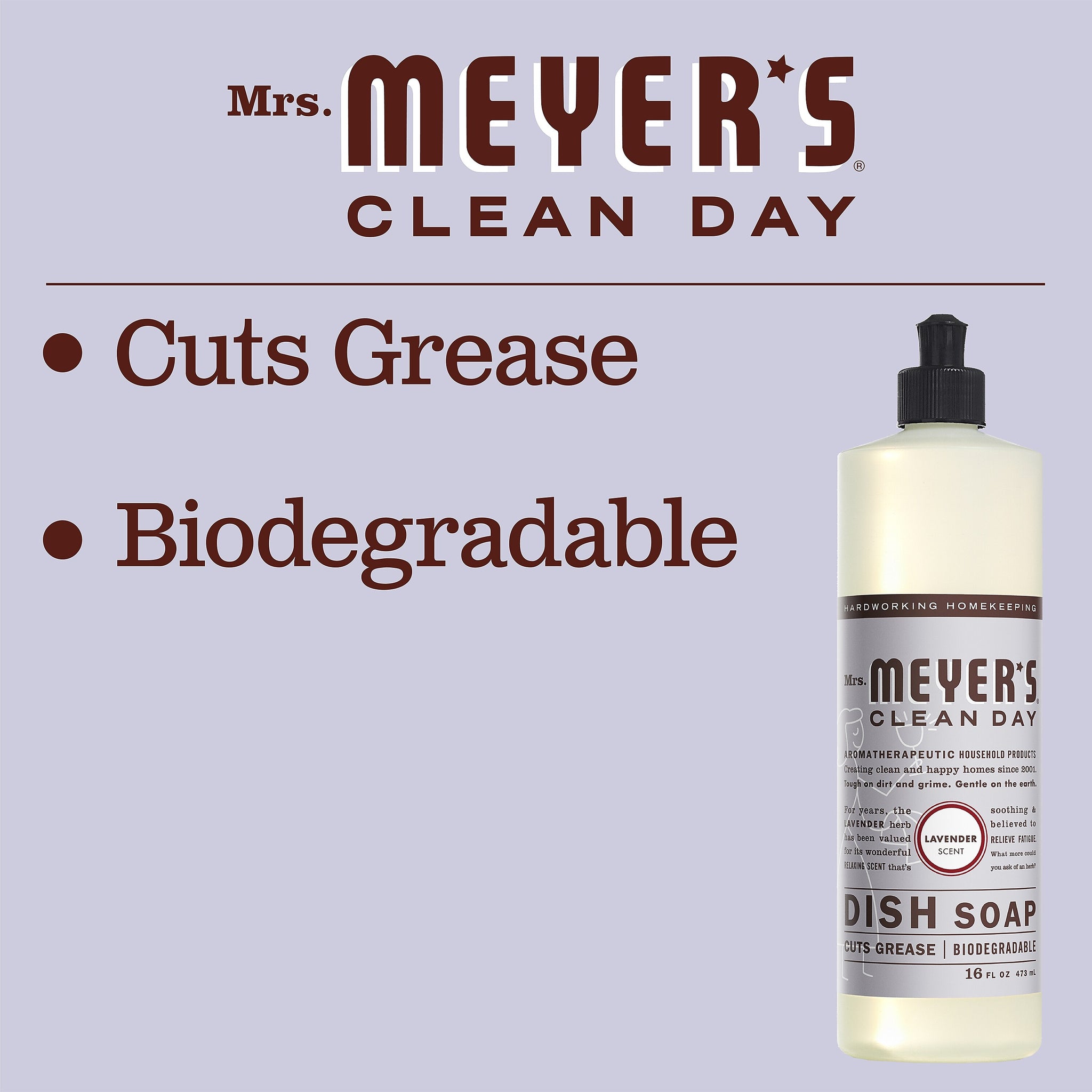 Mrs. Meyer's Liquid Dish Soap, Lavender, 16 oz.