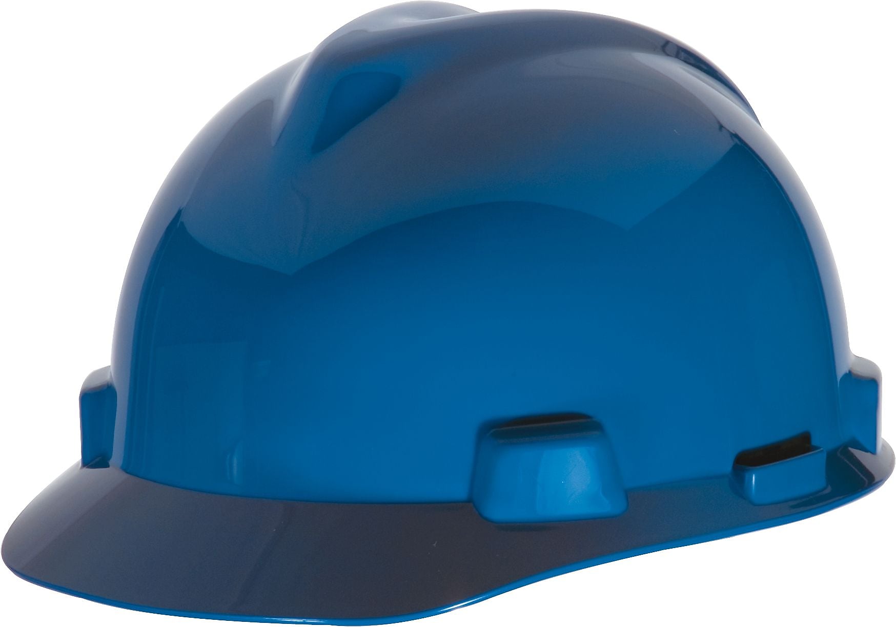 MSA V-Gard Polyethylene Ratchet Suspension Short Brim Hard Hat, Blue