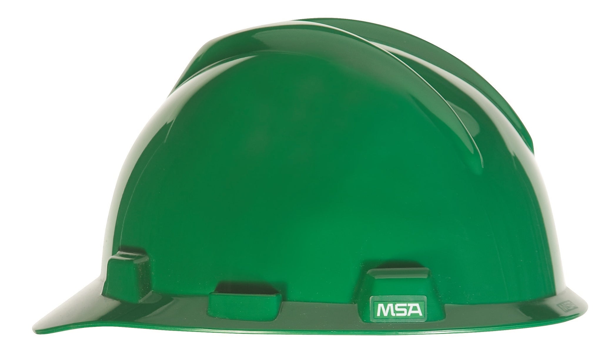 MSA V-Gard Polyethylene Ratchet Suspension Short Brim Hard Hat, Green