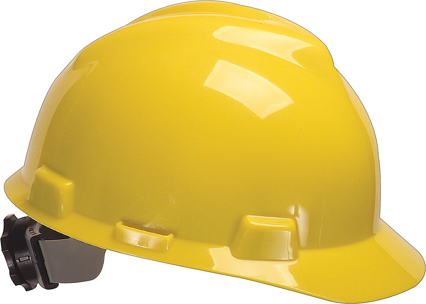 MSA V-Gard Polyethylene Ratchet Suspension Short Brim Hard Hat, Yellow