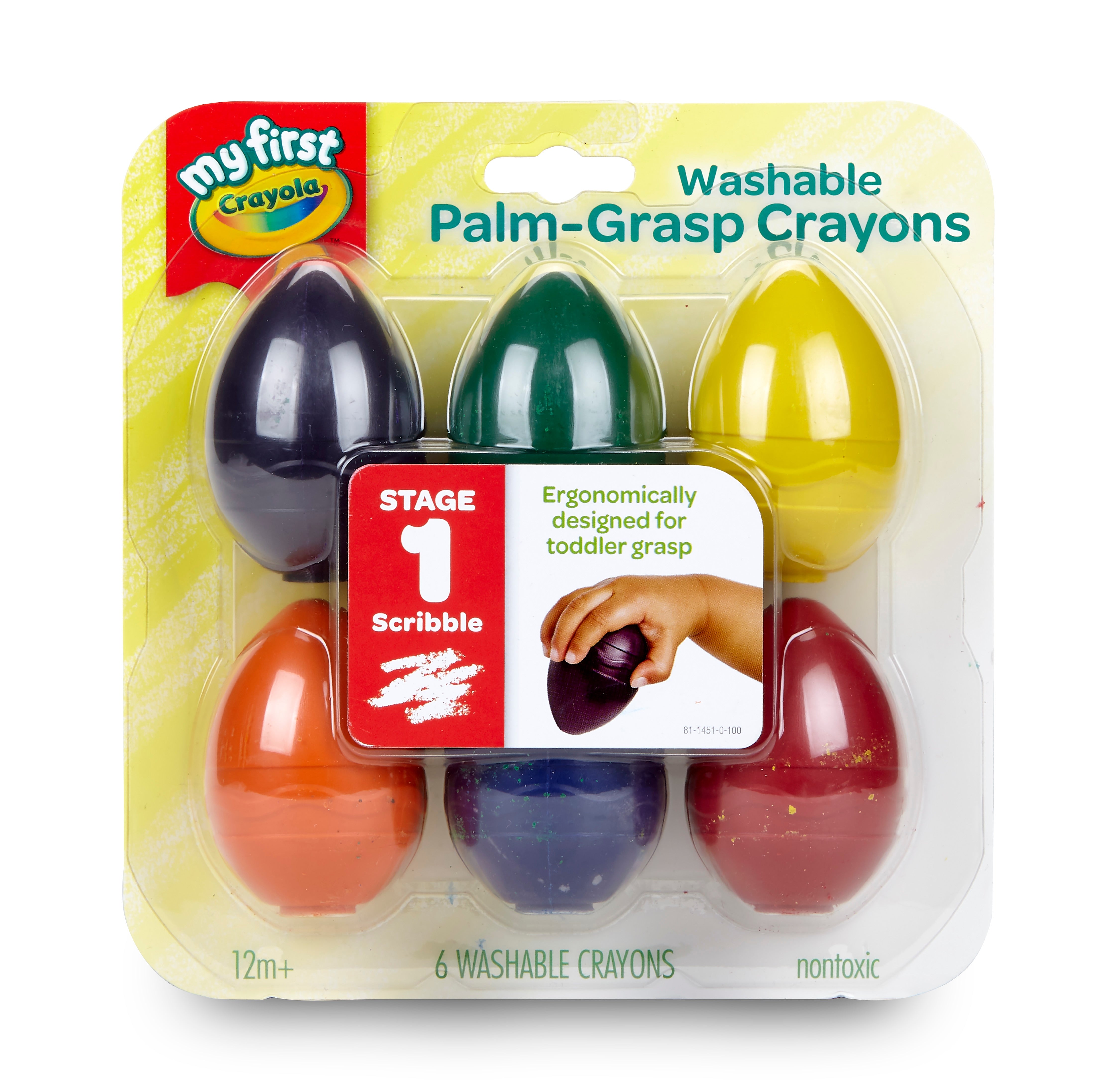 My First Crayola Washable Palm Grasp Crayons, 6/Pack