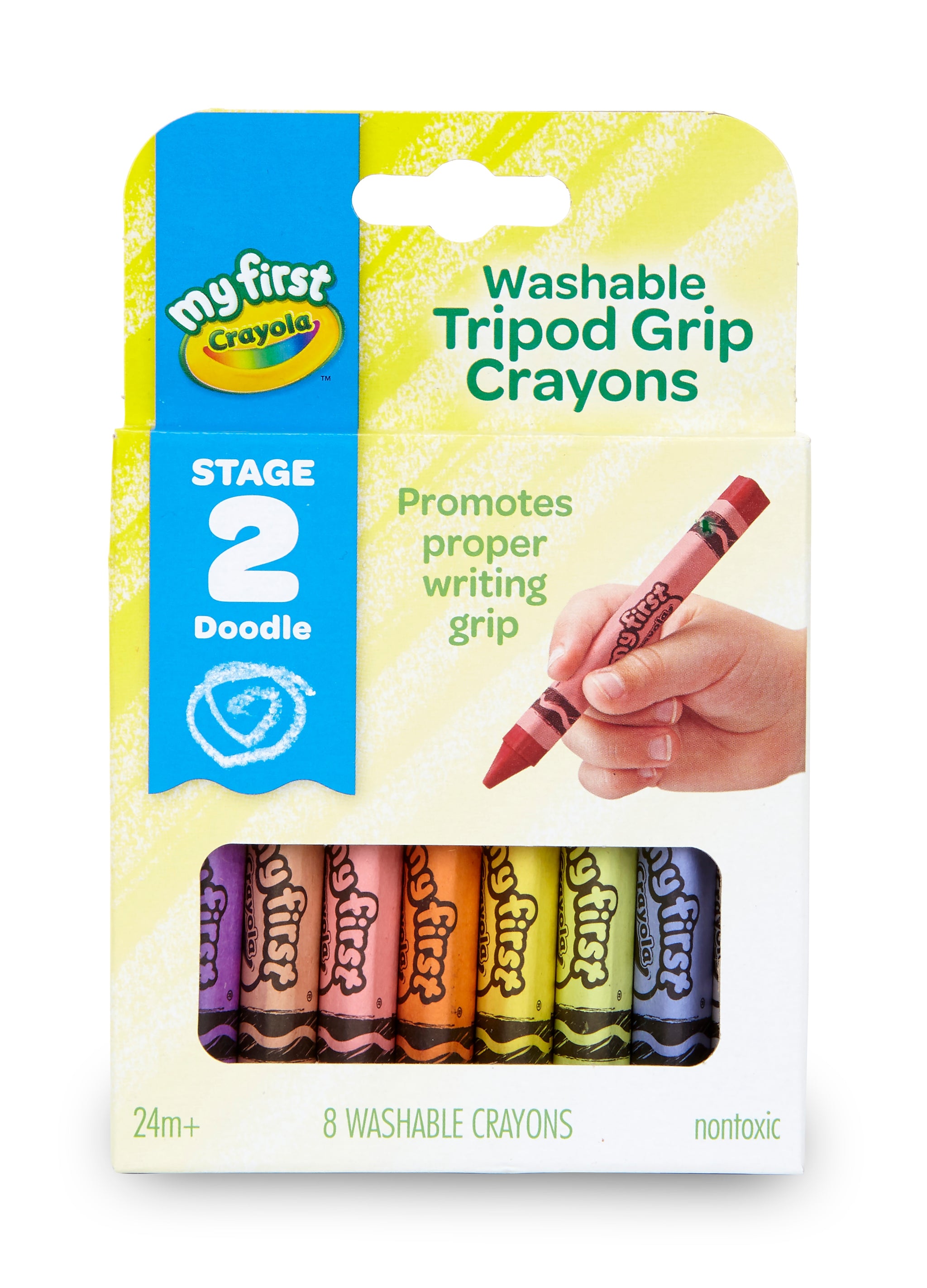 My First Crayola Washable Tripod Grip Crayons, 8/Pack