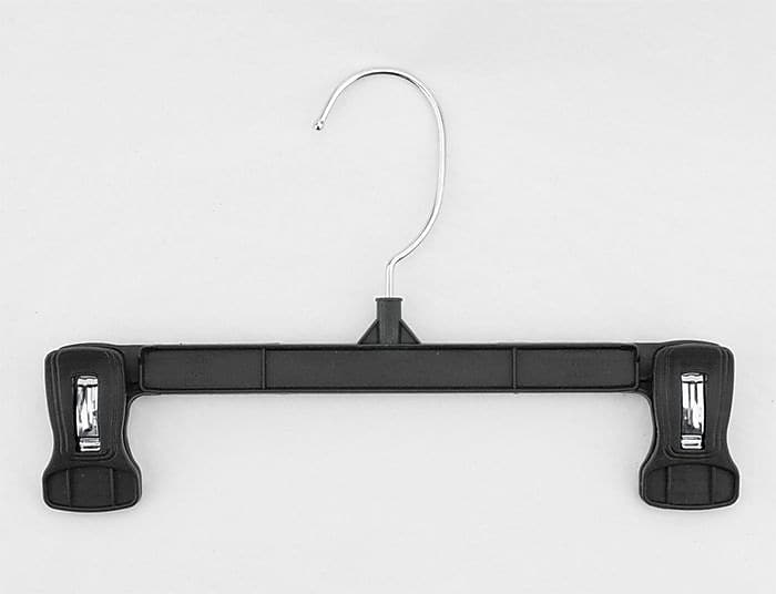 NAHANCO 10" Plastic Pinch Grip Skirt/Slack Hanger, Swivel Hook, Black, 200/Pack