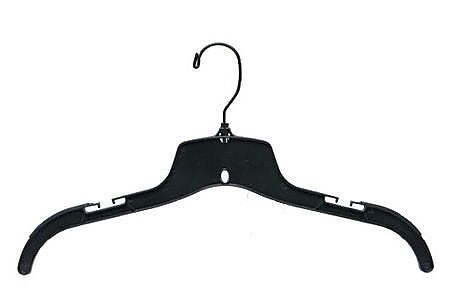 NAHANCO 17" Plastic Heavy Weight Top Hanger With Molded Gripper, Black Hook, Black, 100/Pack