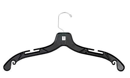 NAHANCO 17" Plastic Jumbo Weight Dress Hanger, Black, 100/Pack