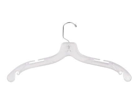 NAHANCO 17" Plastic Medium Heavy Weight Dress Hanger, Clear, 100/Pack