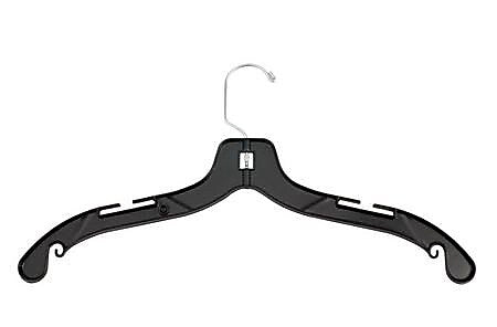 NAHANCO 17" Plastic Middle Heavy Weight Dress Hanger, Black, 100/Pack