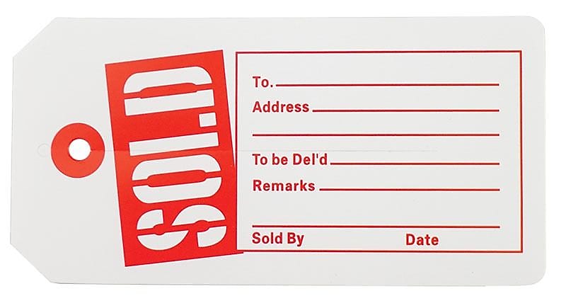 NAHANCO 2 5/8" x 4 1/4" Sold Tag, Red/White, 1000/Pack