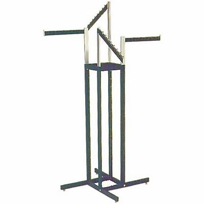 NAHANCO 4 Way Rectangular Tubing Garment Rack With 2 - 16" Straight and 2 - 18" Slant Arms, Black