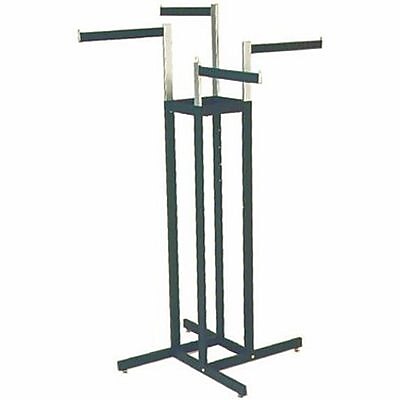 NAHANCO 4 Way Rectangular Tubing Garment Rack With 4 - 16" Straight Arms, Black