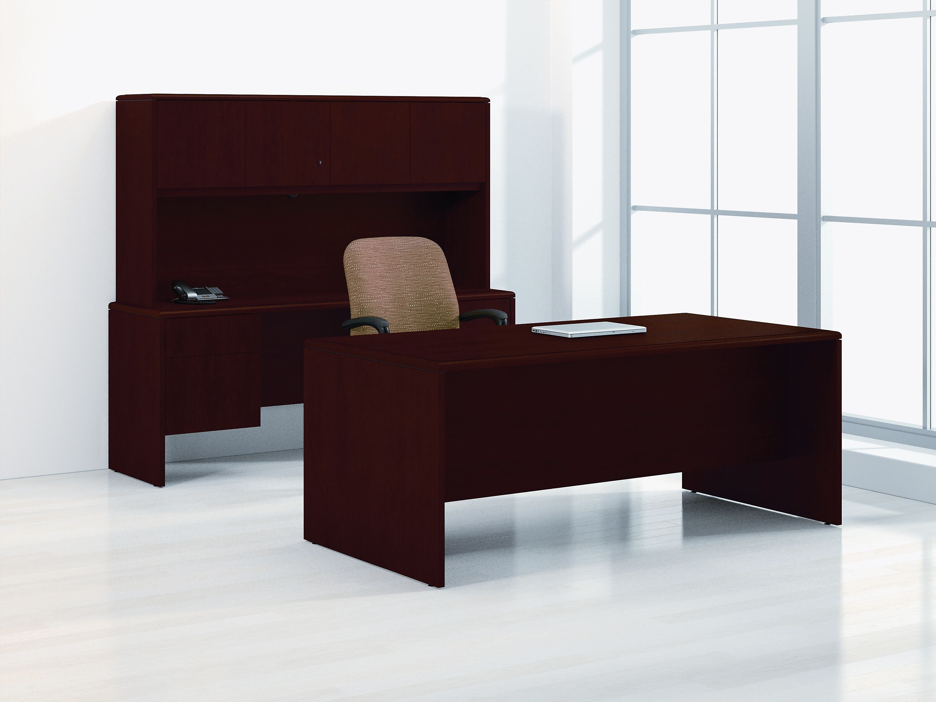 National Office Furniture Arrowood™ Laminate Overhead Storage Hutch, 4 Doors, Cordovan, 36 3/16
