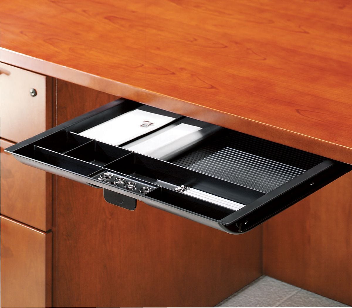 National Office Furniture Arrowood™ Laminate Plastic Center Drawer, Black, 2