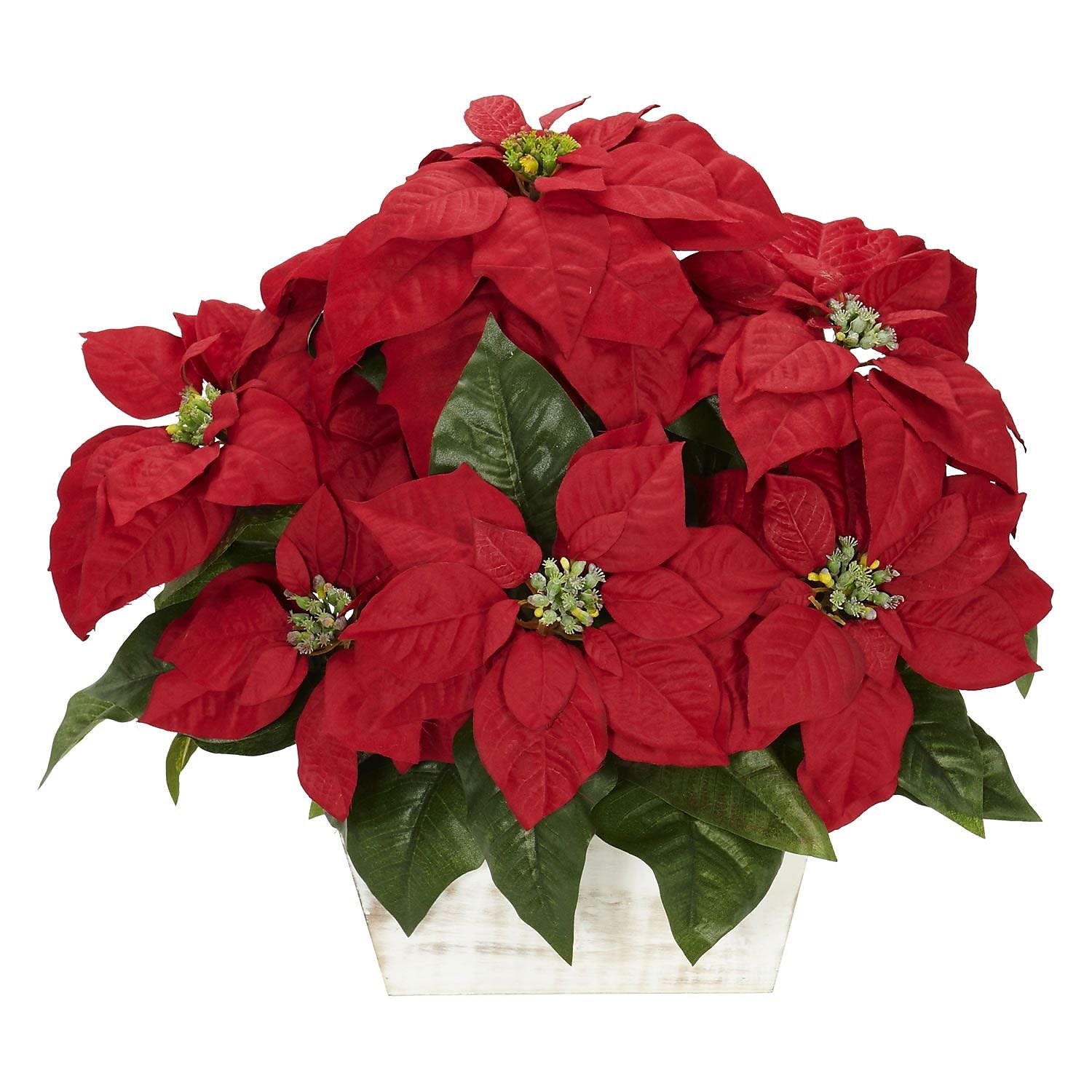 Nearly Natural 1262 Poinsettia Silk Floral Arrangements, Red