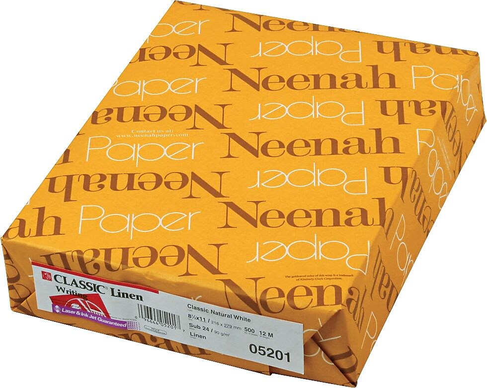 Neenah Classic® Linen Premium Writing Paper, Classic Natural White