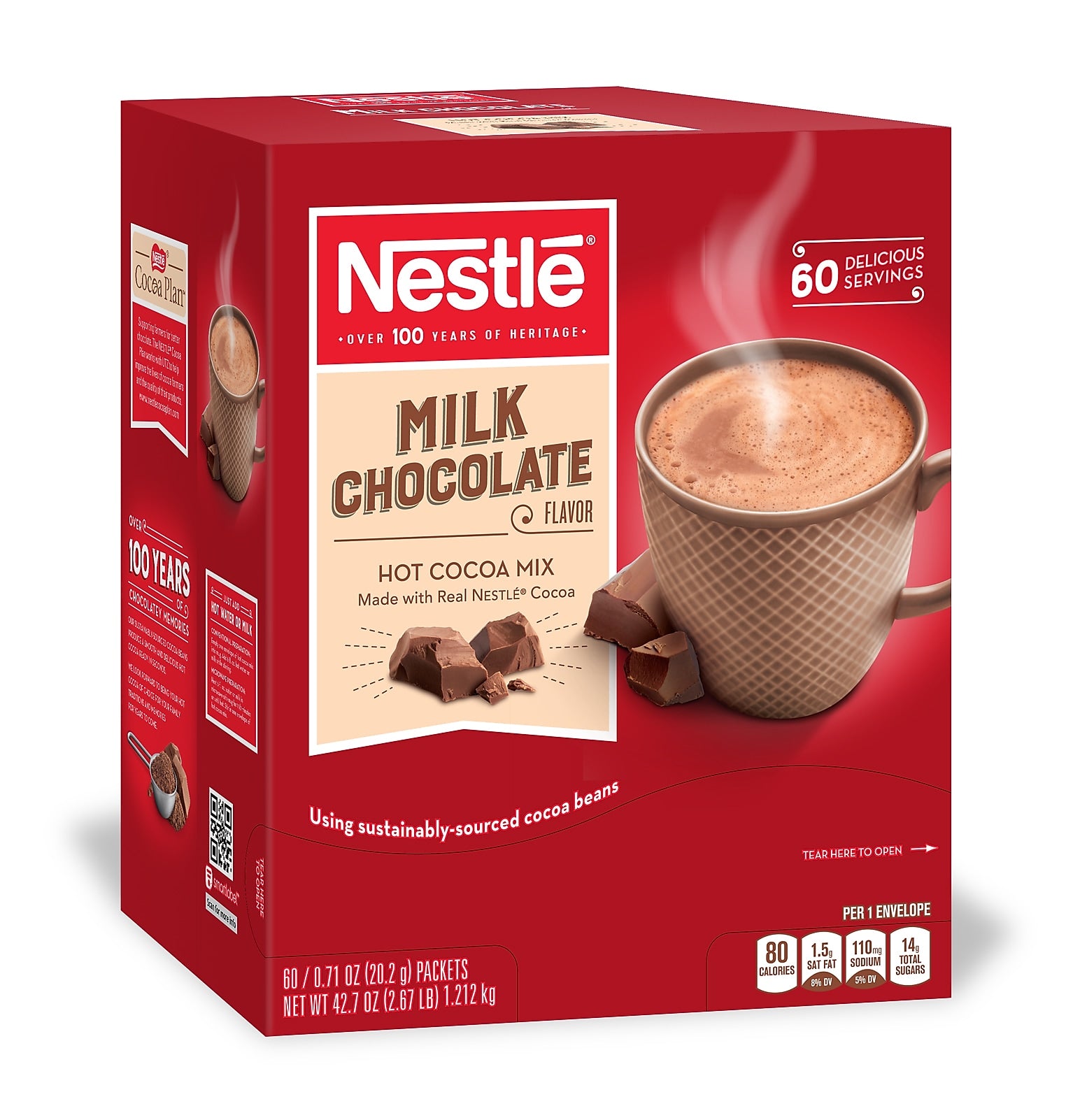 Nestle Milk Chocolate Hot Cocoa, 0.71 oz., 60/Box