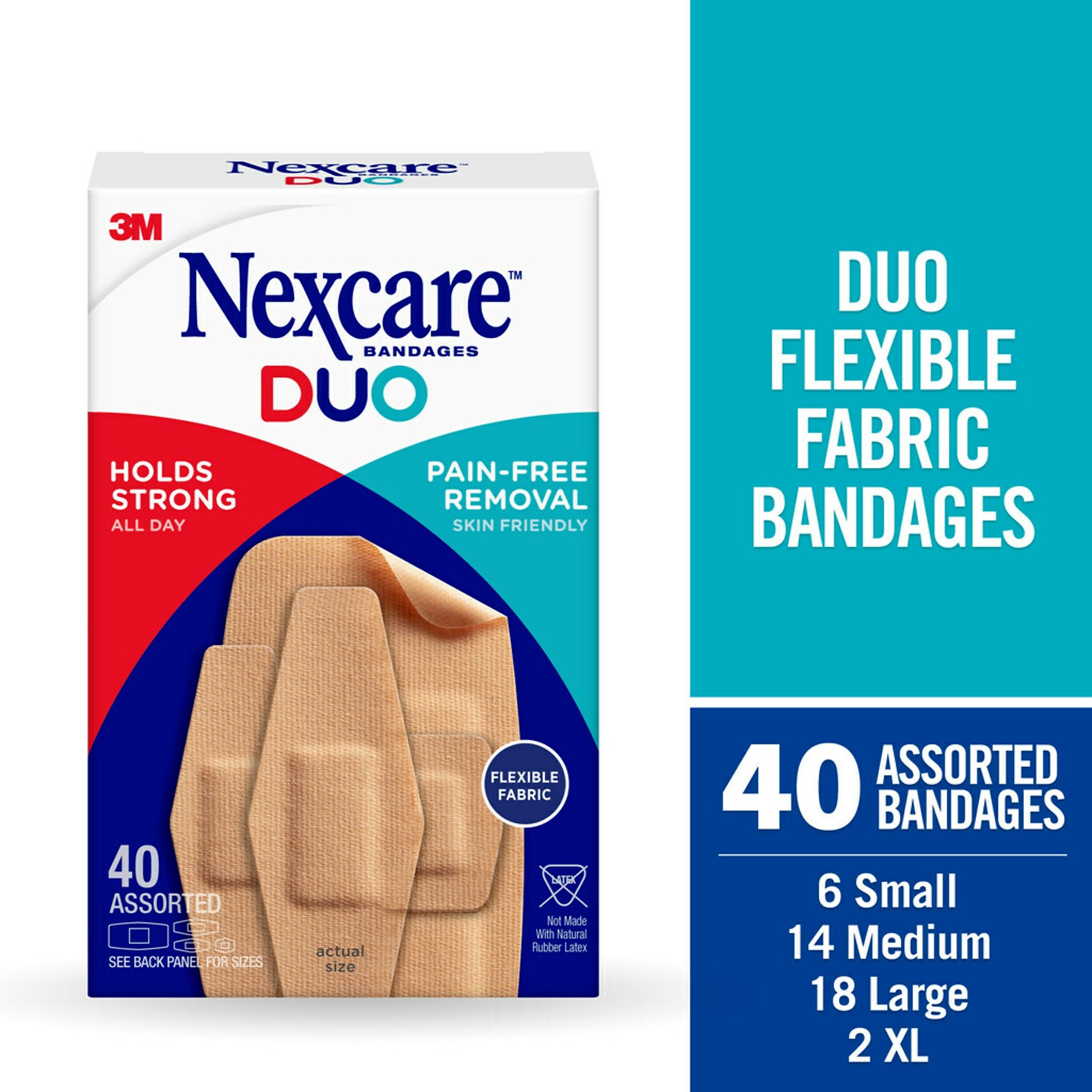 Nexcare™ DUO Bandages, Assorted, 40/Pack
